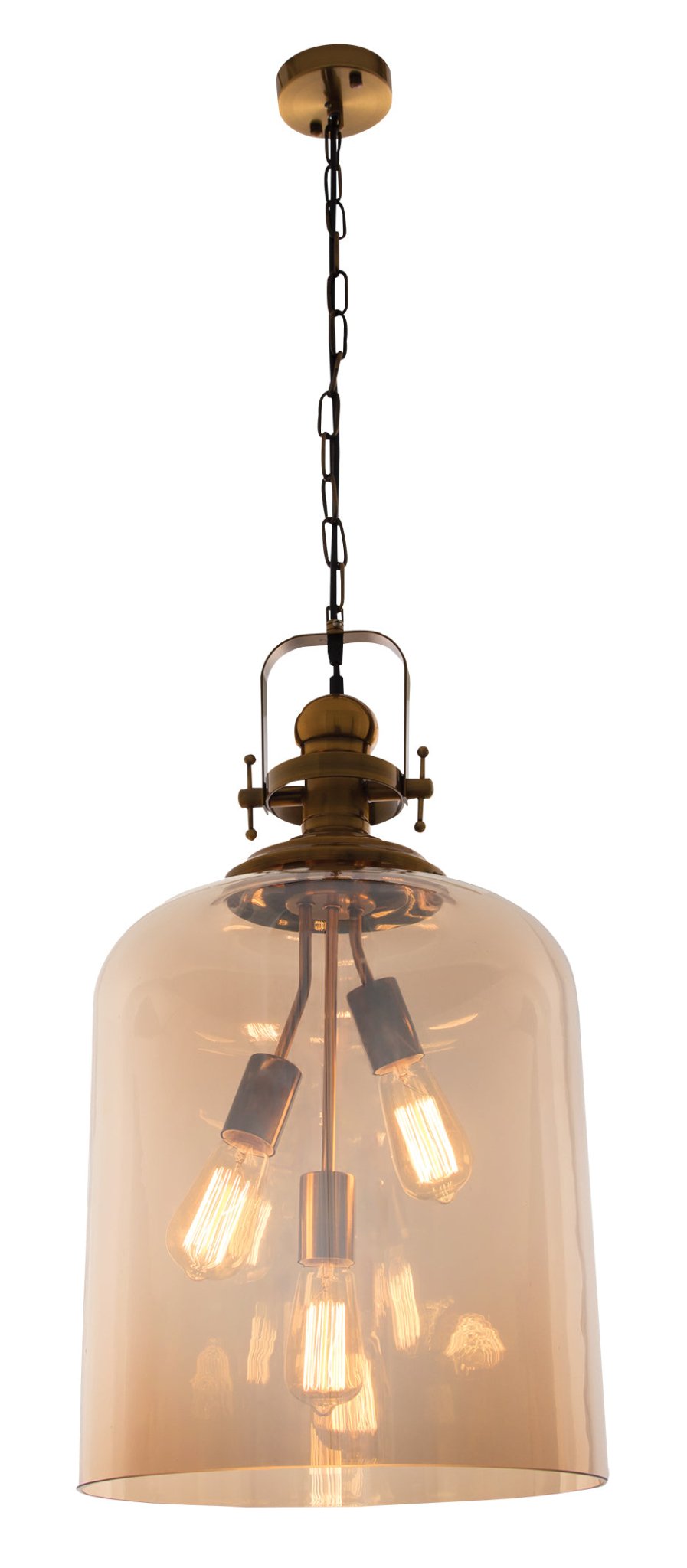 Satin Brass Pendant with Amber Glass - Lifespace
