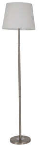 Satin Nickel and Polished Chrome LED Floor Lamp with White Fabric Shade. Built in Switch - Lifespace